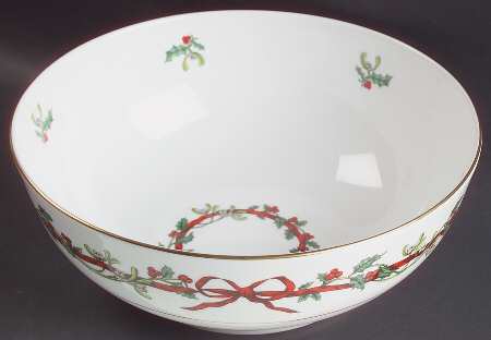 Holly Ribbons 9" Salad Serving Bowl
