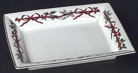 Holly Ribbons Rectangular Tray