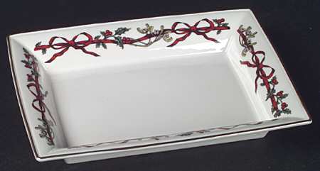 Holly Ribbons Rectangular Tray