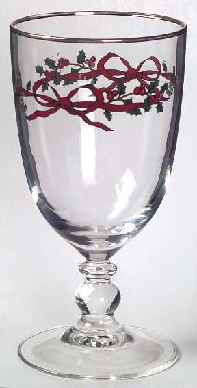 Holly Ribbons 12 Oz Glassware Goblet