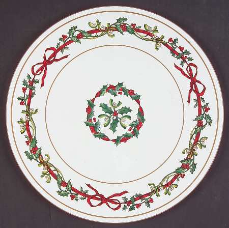 Holly Ribbons Round Cork Back Trivet
