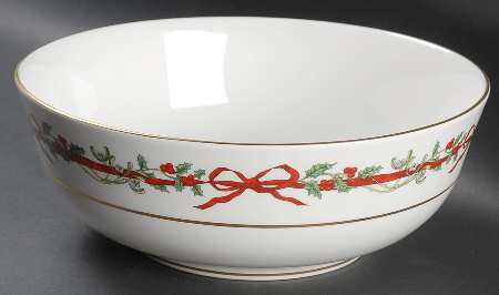 Holly Ribbons 9" Salad Serving Bowl