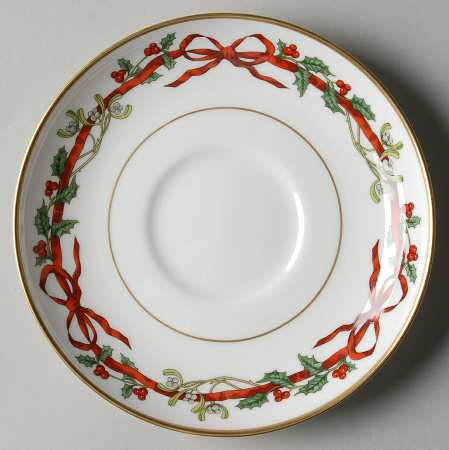Holly Ribbons Saucer for Breakfast Cup