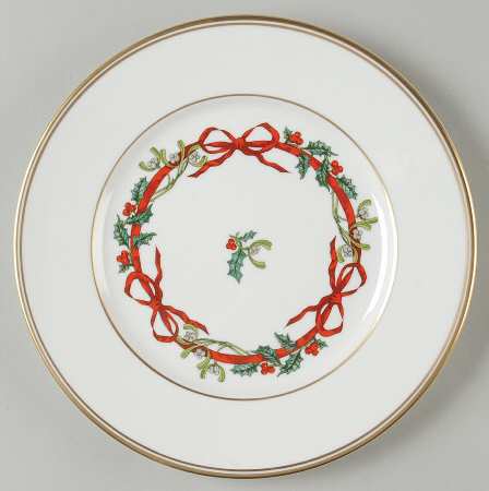 Holly Ribbons Accent Salad Plate