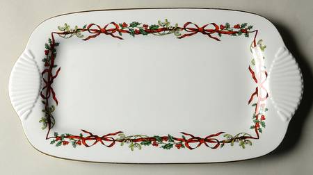Holly Ribbons 13" Sandwich Tray
