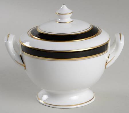Howard Black (Gold Trim) Sugar Bowl & Lid