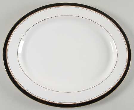 Howard Black (Gold Trim) 15" Oval Serving Platter