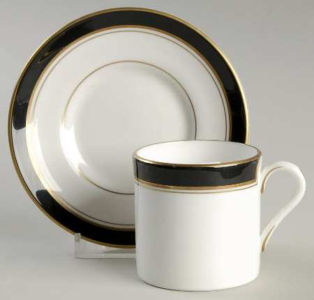 Howard Black (Gold Trim) Flat Demitasse Cup & Saucer Set
