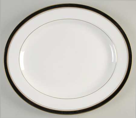 Howard Black (Gold Trim) 13" Oval Serving Platter