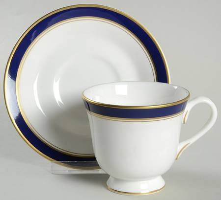 Howard-Cobalt Blue (Gold Trim) Footed Cup & Saucer Set