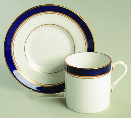 Howard-Cobalt Blue (Gold Trim) Flat Demitasse Cup & Saucer Set by Royal Worcester
