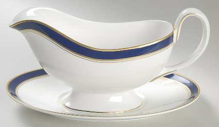 Howard-Cobalt Blue (Gold Trim) Gravy Boat & Underplate