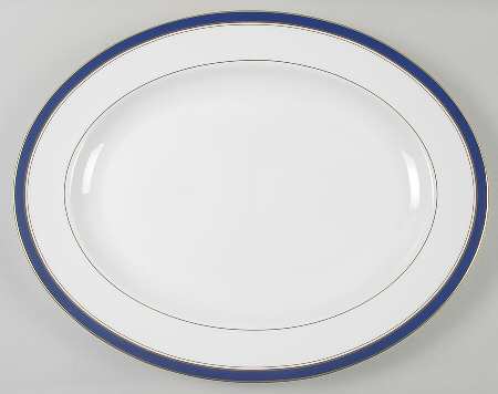 Howard-Cobalt Blue (Gold Trim) 15" Oval Serving Platter