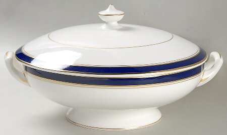 Howard-Cobalt Blue (Gold Trim) Round Covered Vegetable