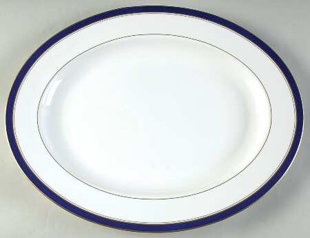 Howard-Cobalt Blue (Gold Trim) 17" Oval Serving Platter