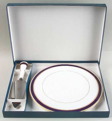 Howard-Cobalt Blue (Gold Trim) Cake Plate and Server (Boxed Set)