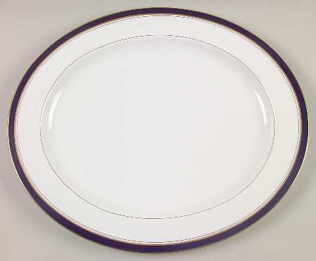 Howard-Cobalt Blue (Gold Trim) 16" Oval Serving Platter by Royal Worcester