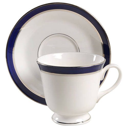 Howard Cobalt Blue (Platinum Trim) Footed Cup & Saucer Set