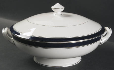 Howard Cobalt Blue (Platinum Trim) Round Covered Vegetable