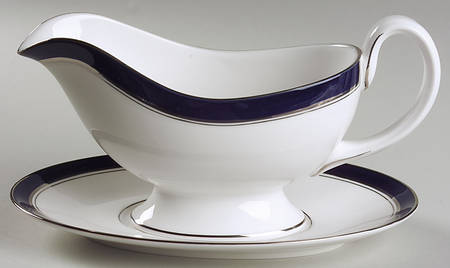 Howard Cobalt Blue (Platinum Trim) Gravy Boat & Underplate