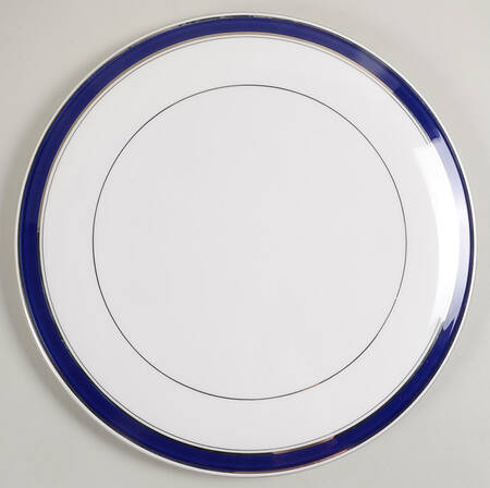 Howard Cobalt Blue (Platinum Trim) Flat Cake Plate/Cheese Plate