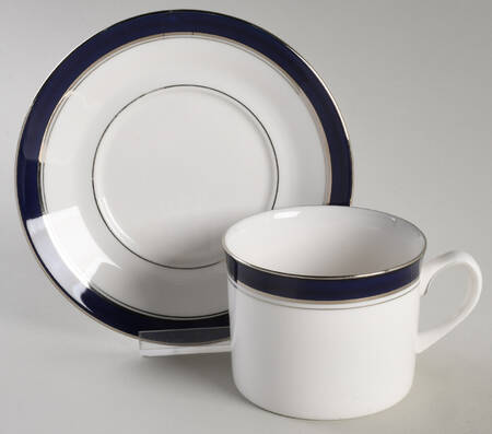 Howard Cobalt Blue (Platinum Trim) Flat Cup & Saucer Set