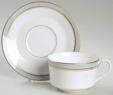 Howard Gray (Gold Trim) Flat Cup & Saucer Set