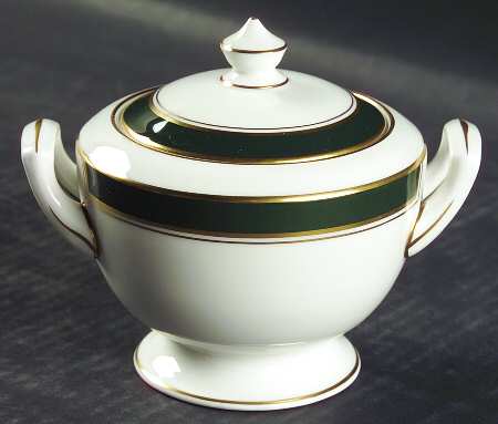 Howard Leather Green Sugar Bowl & Lid