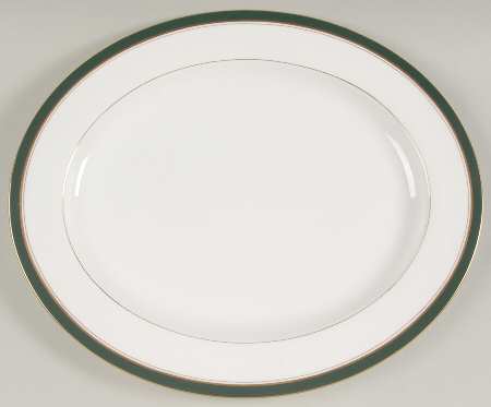 Howard Leather Green 15" Oval Serving Platter