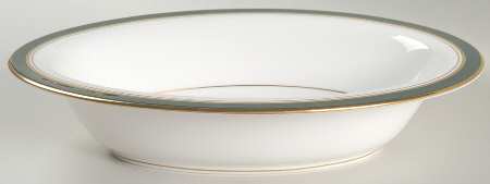 Howard Leather Green 10" Oval Vegetable Bowl
