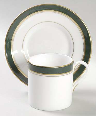 Howard Leather Green Flat Demitasse Cup & Saucer Set