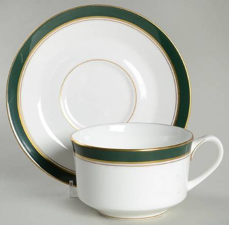 Howard Leather Green Flat Cup & Saucer Set