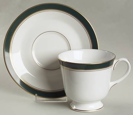 Howard Leather Green Footed Cup & Saucer Set
