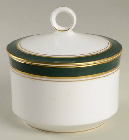 Howard Leather Green Sugar Bowl & Lid