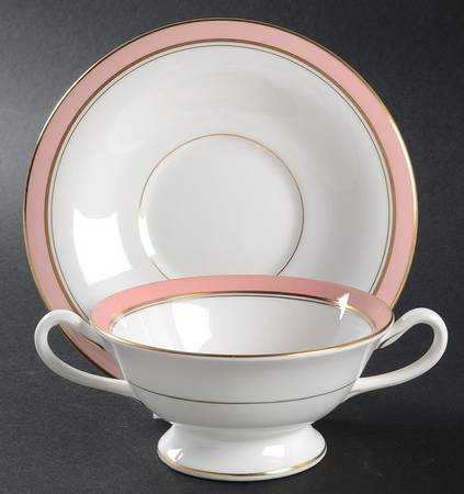 Howard Rose Footed Cream Soup Bowl & Saucer Set