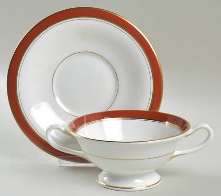 Howard Ruby Footed Cream Soup Bowl & Saucer Set