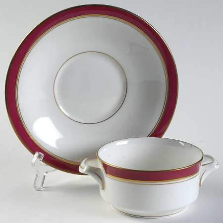 Howard Ruby Flat Cream Soup Bowl & Saucer Set