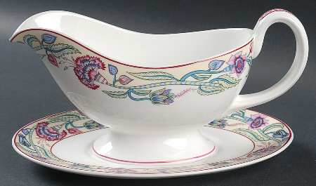 Jacobean Floral Gravy Boat & Underplate