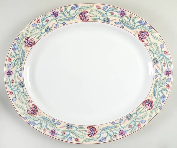 Jacobean Floral 15" Oval Serving Platter