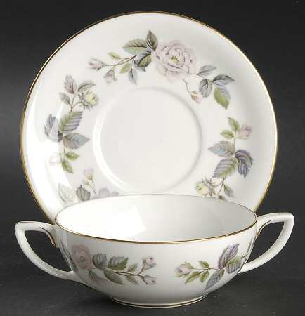 June Garland Flat Cream Soup Bowl & Saucer Set