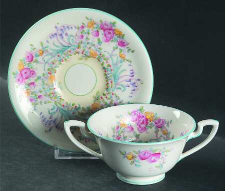 June (Z502-1) Footed Bouillon Cup & Saucer