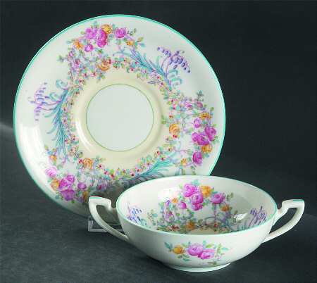 June (Z502-1) Flat Cream Soup Bowl & Saucer Set