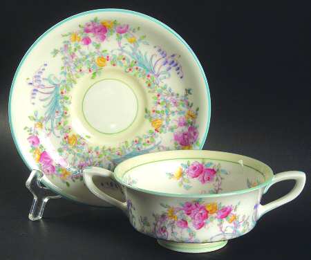 June (Z502-1) Footed Cream Soup Bowl & Saucer Set