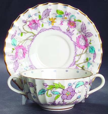 Kashmir (Ribbed) Flat Cream Soup Bowl & Saucer Set
