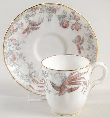Lakme Pink and Gray Flat Demitasse Cup & Saucer Set