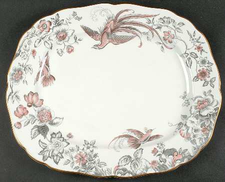 Lakme Pink and Gray 16" Oval Serving Platter