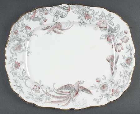 Lakme Pink and Gray 14" Oval Serving Platter
