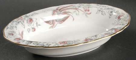 Lakme Pink and Gray 10" Oval Vegetable Bowl