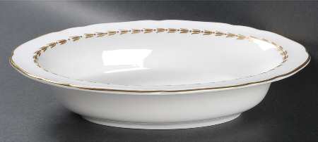 Lotus Gold and White 10" Oval Vegetable Bowl