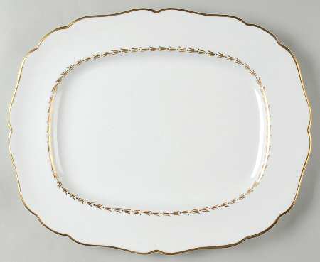 Lotus Gold and White 14" Oval Serving Platter